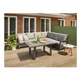Siena Garden Taranto Gartenlounge, anthrazit matt/wood grey, Alu/Gardino®-Geflecht, 5 Personen, inkl. Tisch