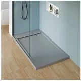 Bernstein Duschtasse New York 80x120 cm Betonoptik, Flache Duschwanne in Steinoptik, Rechteckiges Duschbecken aus Verbundwerkstoff, Rutschhemmende Gel-Coat-Oberfläche, Ohne Ablaufgarnitur