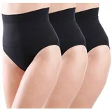 Yenita 3er Pack Yenita® Damen Miederslip mit Bauchweg-Effekt, Figurformender Slip, X-Large, Schwarz - XL