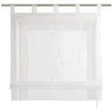 Heichkell Raffrollo mit Schlaufen Voile Tranparent Vorhang Bestickt Modern Raffgardine für Küche Wohnzimmer Schlafzimmer Weiß BxH 80x140cm