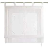 Heichkell Raffrollo mit Schlaufen Voile Tranparent Vorhang Bestickt Modern Raffgardine für Küche Wohnzimmer Schlafzimmer Weiß BxH 80x140cm