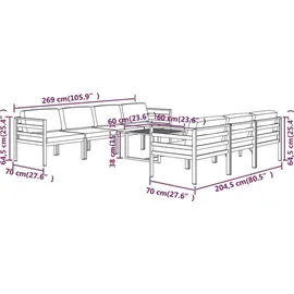 vidaXL Garten-Lounge-Set 8-tlg. Aluminium anthrazit