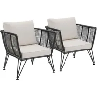 Tectake Garten-Loungesessel Sundo rundes Polyrattan im Rope-Design