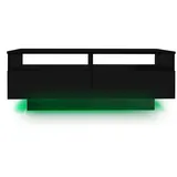 HAUSS SPLOE Couchtisch Hochglanz Couchtisch mit 2 Schubladen, 16 Farben LED Lichter schwarz, mit 2 Schubladen,16 Farben LED Lichter,USB,90*55*35cm schwarz