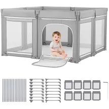 Vevor Baby-Laufstall, 200 x 178 cm, Laufgitter für Kleinkinder, faltbarer Spielplatz mit Reißverschlusstür & weichem, atmungsaktivem Netz, Sicherheits-Aktivitätszentrum für drinnen und draußen