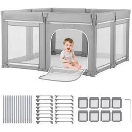 Vevor Baby-Laufstall, 200 x 178 cm, Laufgitter für Kleinkinder, faltbarer Spielplatz mit Reißverschlusstür & weichem, atmungsaktivem Netz, Sicherheits-Aktivitätszentrum für drinnen und draußen