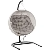 Outsunny Hängesessel oval Sand 1-Sitzer mit Gestell