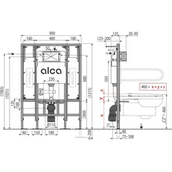 Alcadrain s.r.o. AM101/1300H Sádromodul Vorwandinstallationssystem für Trockenbau (aus Gipskarton) – für Personen mit eingeschränkter Mobilität