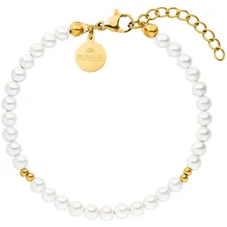 Armband PURELEI "Schmuck Geschenk Finesse Armschmuck Armkette, H2307", gold (gelbgoldfarben, weiß), Armbänder, Damen, Edelstahl-Perlen, Edelstahl, Perlen, mit Süßwasserzuchtperle