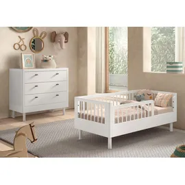 58 aufm Kessel Kinderbett Keeley 70 x 140 cm Buche massiv lackiert weiß