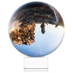 Navaris Dekoobjekt, Glaskugel Fotografie Kugel aus K9 Glas - Fotokugel mit Ständer - Kristallkugel Klare Kristall Deko mit Glasständer - Ø 100mm weiß