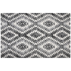 Tapis ethnique motif losange gris noir intérieur extérieur 150 x 220 cm PIXO