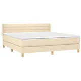 vidaXL Boxspringbett mit Matratze Creme 180x200 cm Stoff