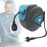 YRHOME Automatik Kabeltrommel 20m mit Verlängerungskabel und 180° Drehbar Überlastschutz Automatischer Kabelaufroller für Wandmontage