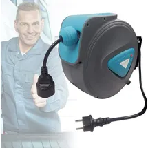 YRHOME Automatik Kabeltrommel 20m mit Verlängerungskabel und 180° Drehbar Überlastschutz Automatischer Kabelaufroller für Wandmontage