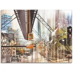 Leinwandbild ARTLAND "Wuppertal NRW Ruhrgebiet Collage", braun (farbe bild(er): braun), B:80cm H:60cm T:1,8cm, Canvas, Leinwand, Bilder, auf Keilrahmen gespannt