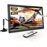 DESOBRY 15,6 Zoll tragbarer Fernseher mit Antenne, tragbarer Kleiner Fernseher mit DVB/T2-Tuner (Black)