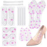 18 Stück High Heel Gel Einlegesohlen Set Anti-Rutsch Fersenkissen, Vorfußkissen Ballenpolster Selbsthaftende Schmerzlinderungs Pads und Schuhkissen Fersenschutz für Damen Fußpflegeschutz für Absätze