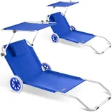 CASARIA Sonnenliege 2er Set klappbar 200 x 60 x 30 cm Blau