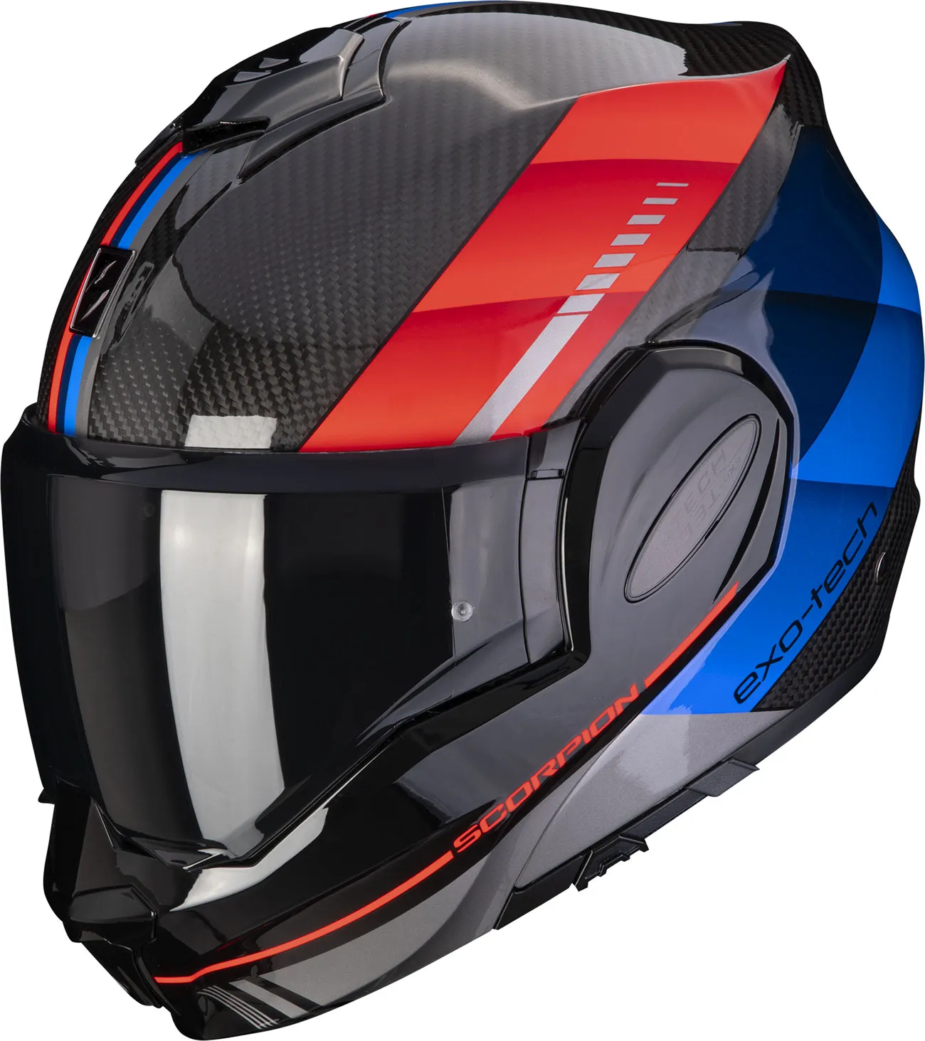 Scorpion EXO-Tech Evo Carbon Genus, casque modulaire - Noir/Bleu/Rouge - L