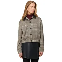 Zero Karo-Jacke mit Knopfleiste in BeigeBlack | Gr.: 42