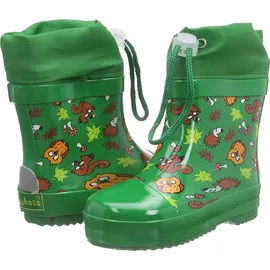 Playshoes Jungen Unisex Kinder Kurze Waldtiere aus Naturkautschuk gefüttert Gummistiefel, grün, 27 EU