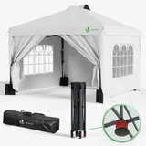 VOUNOT Pavillon 3 x 3 m inkl. 4 Seitenteile Weiß/Grau