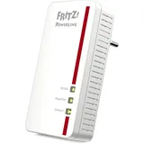 AVM Fritz!Powerline 1260E Single-Adapter, WLAN, international, Erweiterung, PLC, IEEE P1901, 1200 Mbps, integrierte WLAN-AC-Basis, Mesh, 1 Gigabit, Port, 20002824, weiß/rot