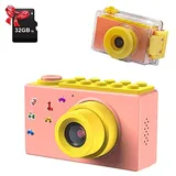 ShinePick Fotoapparat Kinder, Wasserdicht / 8MP / HD 1080P / 2 Inch Bildschirm/Foto & Video/Rahmen/Filter, Digitalkamera Kinder Kamera mit Speicherkarte, Geschenke für Kinder (Rosa)