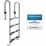 Poolleiter Edelstahl Einbau-Leiter Schwimmbad Einstiegsleiter 4 Stufen - Arebos