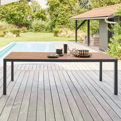 Oviala Business Gartentisch aus Keramik mit Fischgräten-Holzeffekt