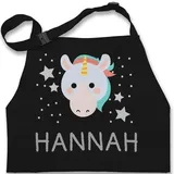 Kinderschürze Schürze Kinder Jungen Mädchen - Einhorn Bild und Dein Name - 2-6 Jahre - Schwarz - kochschürze 2 personalisierte kinder+kochschürze personlisierte personalisierter motiv - 2-6 Jahre