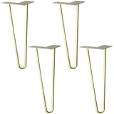 Wagner Möbelbeine HAIRPIN LEGS Retro 4tlg. Set - 12 x 12 x 40 cm, Stahl, gold, Bein schräg&Anschraubplatte - 12824504