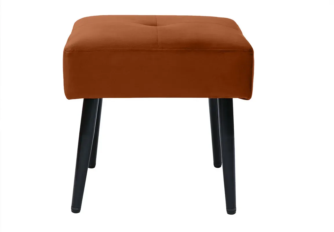 Tabouret bas en velours terre brulée et métal noir H46 cm GUESTA