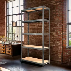 Arebos 2er Set Schwerlastregal 180 x 90 x 40 cm 875 kg Kellerregal Steckregal Schwarz