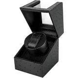 Gifort Automatikuhren Uhrenbeweger, Uhrenbox Watch Winder Mute für Uhren Luxuriöser Uhrenwender Aufbewahrung mit Batteriebetrieb oder Netzteil (Ostrich Grain, Schwarz)