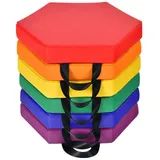 Costway - 6er Set Kinder Stuhlkissen Mit Griff, Bodenkissen Mit Reissverschluss, Sitzkissen Mehrfarbig, Sitzerhoehung Hauptkissen Für Kinderzimmer Und Kindergarten 38x34cm Bunt