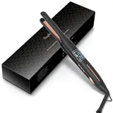 Haglater Mini Glätteisen Locken und Glätten 2 in 1, Reise Haarglätter Keramik Wellen Klein Locken, Hair Straightener für LCD-Display, 80-230°C,Glätteisen für Kurze Haare Pony Männlicher Bart