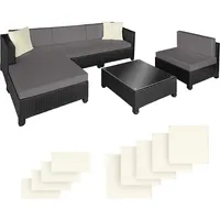 Tectake Aluminium Rattan Lounge schwarz