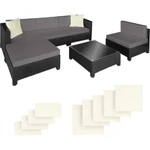 Tectake Aluminium Rattan Lounge schwarz