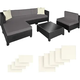 Tectake Aluminium Rattan Lounge schwarz