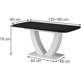 Vicco Fenaro 120 x 77,4 x 80 cm Schwarz/Weiß