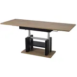 Endo-Moebel Couchtisch Dior 110cm - 170cm ausziehbar und höhenverstellbar Doppellift, Couch- & Esstisch in einem, Funktionstisch modern, umwandelbar braun