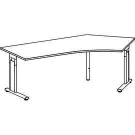Geramöbel Flex höhenverstellbarer Schreibtisch lichtgrau L-Form, C-Fuß-Gestell silber 216,6 x 113,0 cm