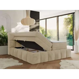 MKS Meble MKS Boxspringbett Creme, Textil, 2-Sitzer, H4, Rechteckig, 140x200 cm, Oeko-Tex®, Schlafzimmer, Betten, Boxspringbetten