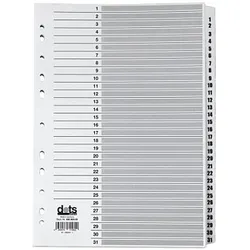 dots Ordnerregister Mylar Vollformat 1-31 weiß 31-teilig, 1 Satz