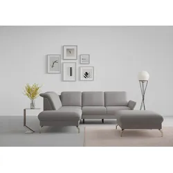 Ecksofa SIT & MORE "Fashion L-Form", grau, B:250cm H:84cm T:207cm, Sofas, wahlweise mit Kopfteilverstellung, Vorziehsitz, motorisch, Nickelfüße