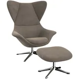 flexlux Ohrensessel »Stilo Relaxsessel, TV-Sessel«, Solitär, Stil-Ikone, drehbar, Fuß Aluminium braun
