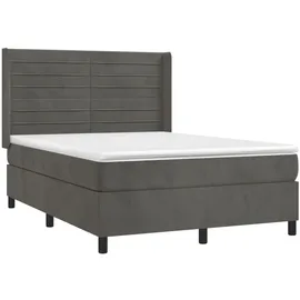 vidaXL Boxspringbett mit Matratze & LED Dunkelgrau 140x200 cm Samt