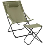 Svita Liegestuhl mit Hocker klappbar Strandstuhl Campingstuhl Kopfkissen Grün